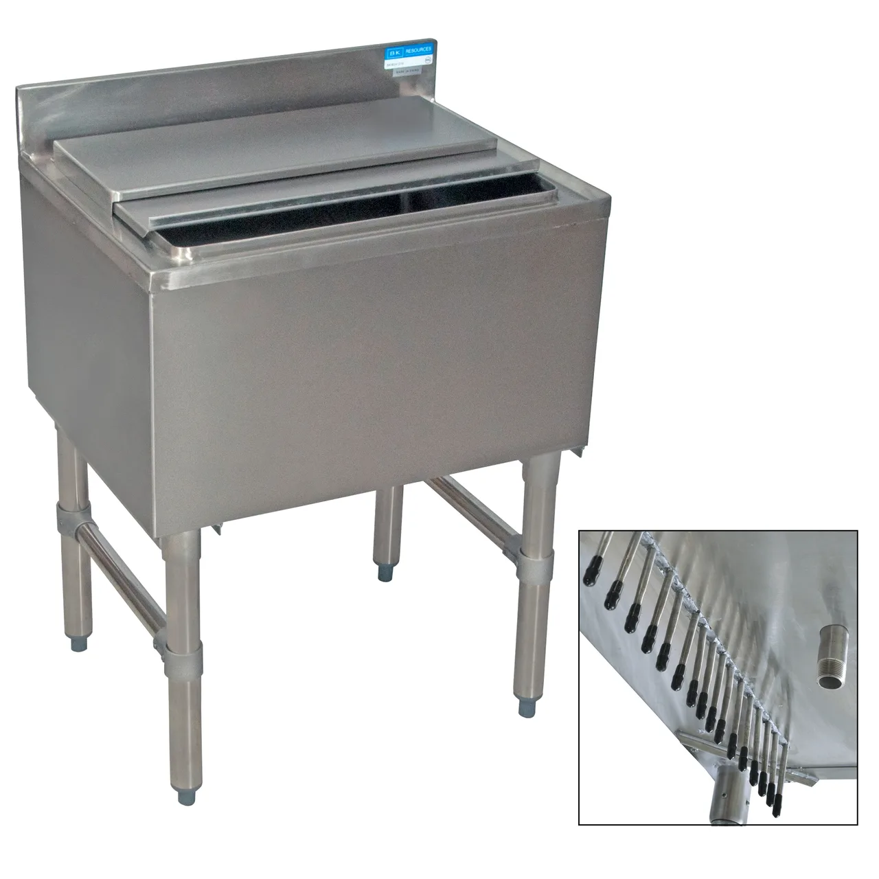 BK Resources UB4-21-IBCP48-10 48" Underbar Ice Bin with 10-Circuit Cold Plate, 167 lbs Capacity