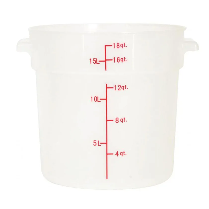 Omcan USA 80237 Food Storage Container – 18 Qt Round Translucent Polypropylene, No Lid, 13‑18 Qt