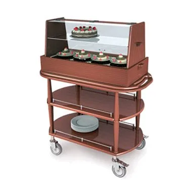 Lakeside 70358 Dessert Cart w/ Square Top and 2 Oval Shelf, 1 Cooling Well, 1 Acrylic Top Dome w/ Middle Shelf