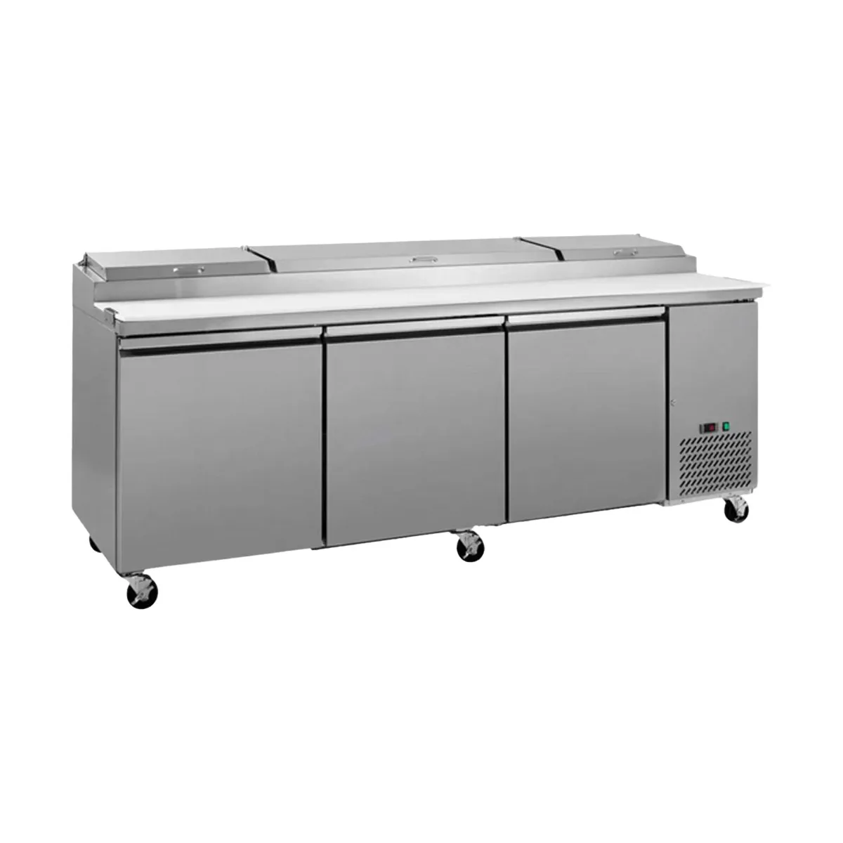 Hurakan HKN-PZ94R3D 94" Refrigerated Pizza Prep Table 3-Door, 12 X 1/3 Pans Capacity