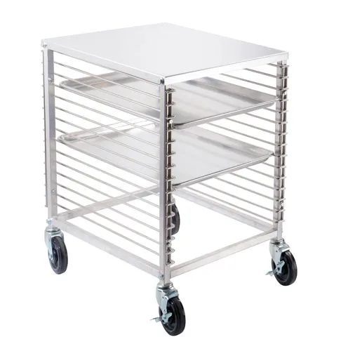 Omcan USA 46800 Aluminum Counter-Height End-Load Pan Rack w/ (15) Slides and Solid Flat Top