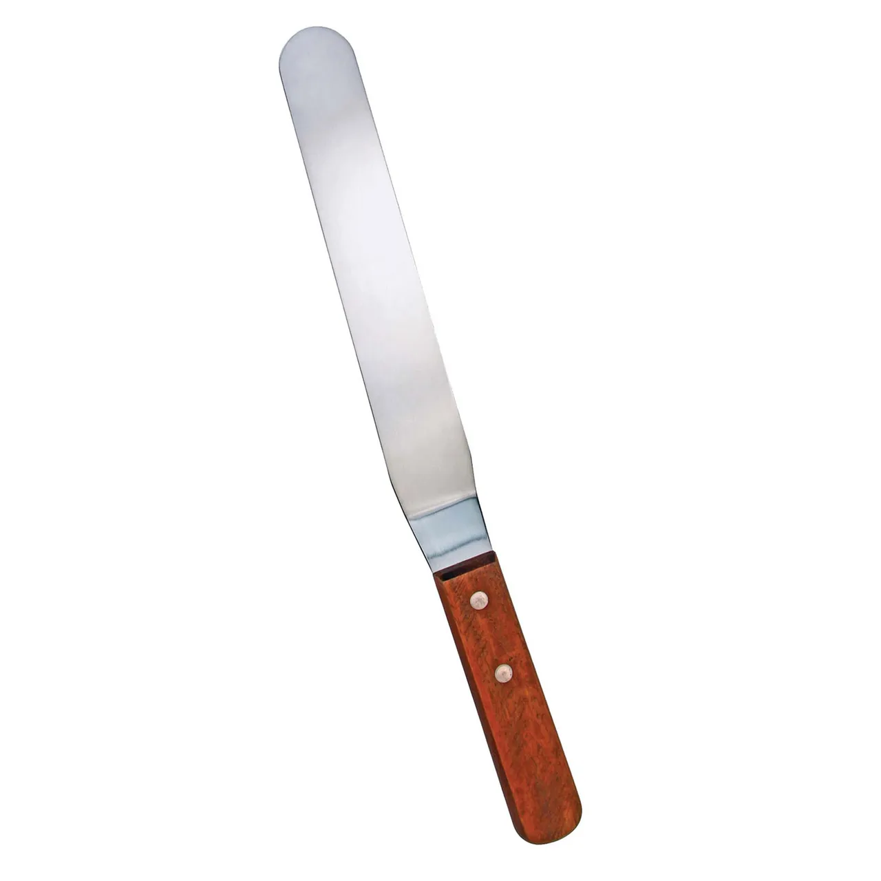 Omcan USA 80145 Offset Bakery Spatula, 8.5" X 1.5" Steel Blade, Brown Wood Handle, Utensil