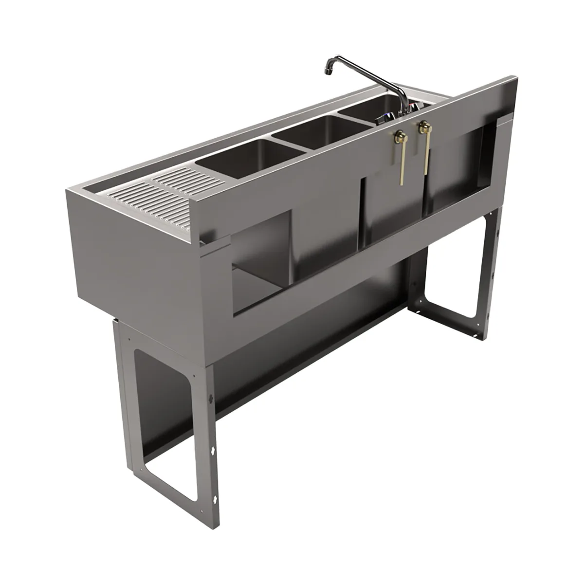 BK Resources UBB-18-348RS Underbar Sink Units, 3 Compartment with Right Drainboard