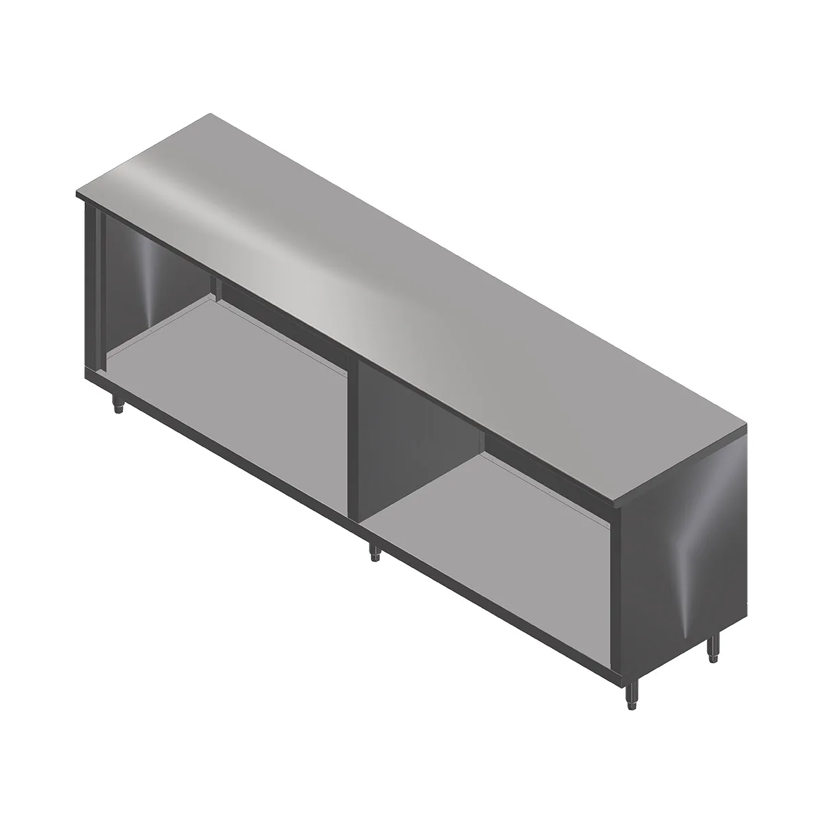 John Boos 4CO6-24132 Open Front Work Table with Optional Mid-Shelf, Flat Top / 132"W X 24"D