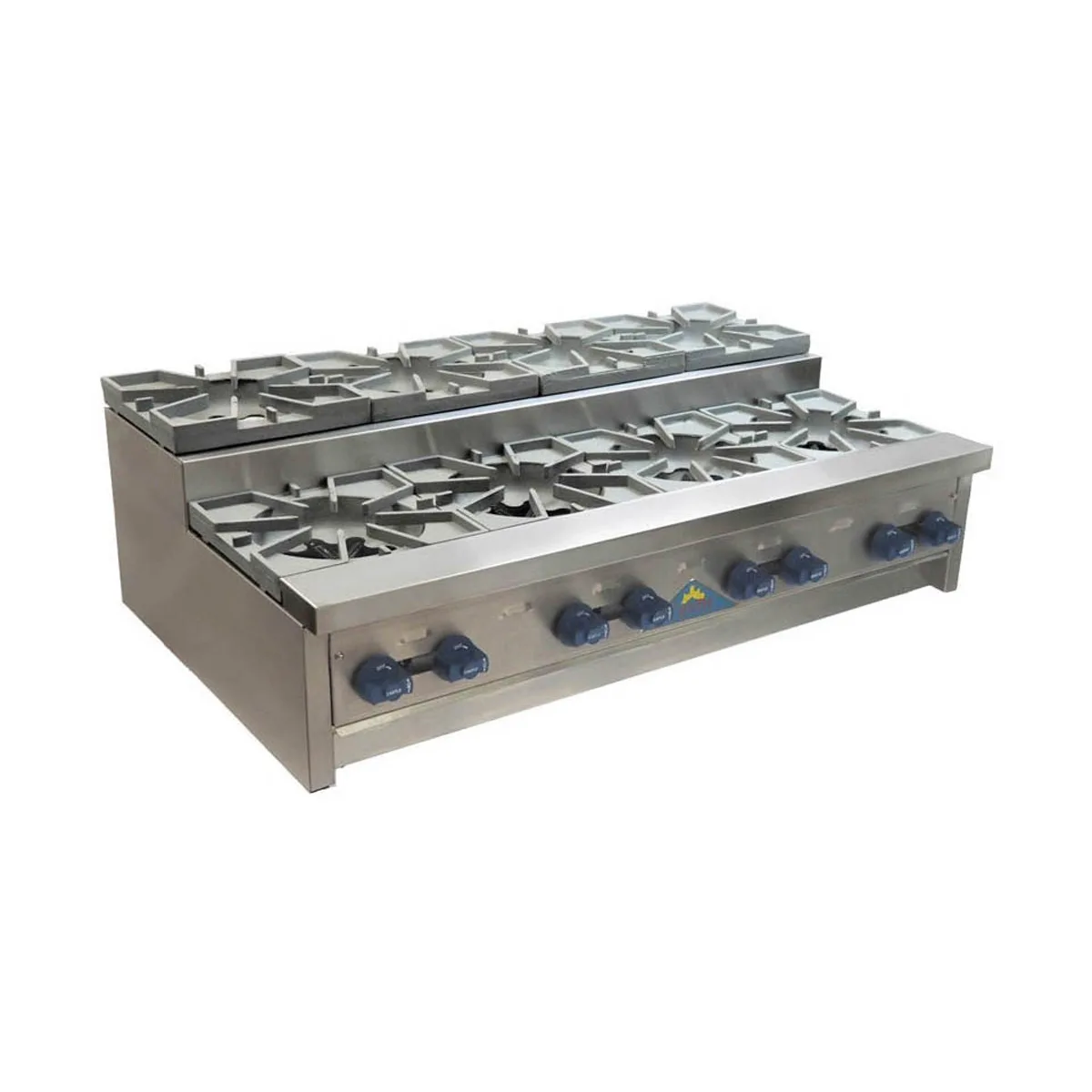 Comstock-Castle SUFHP72 72" Countertop Step-Up Gas Hotplate with (12) Burners, Manual Controls, 288.000 BTU