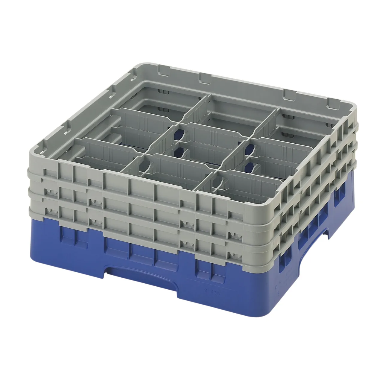 Cambro 9S638186 Camrack Glass Rack, Navy Blue, Full Size, 19-3/4 x 19-3/4 x 8-7/8, 9 Compartments, 5-7/8 Max Dia, HACCP Compliant, NSF