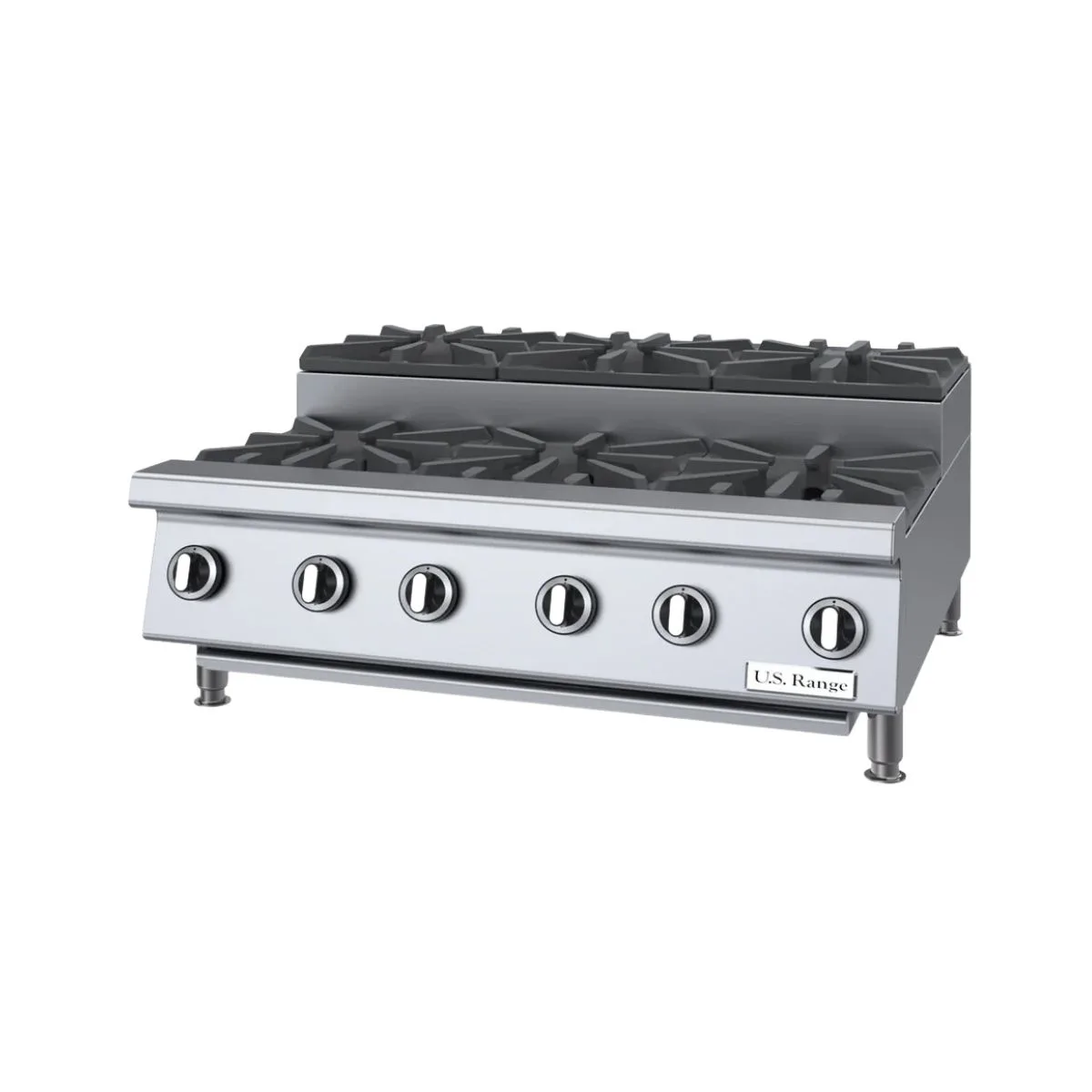 Garland US Range UTOG36-SU6 36" Countertop Heavy Duty Step-Up Gas Hotplate with (6) Burners, 180.000 BTU