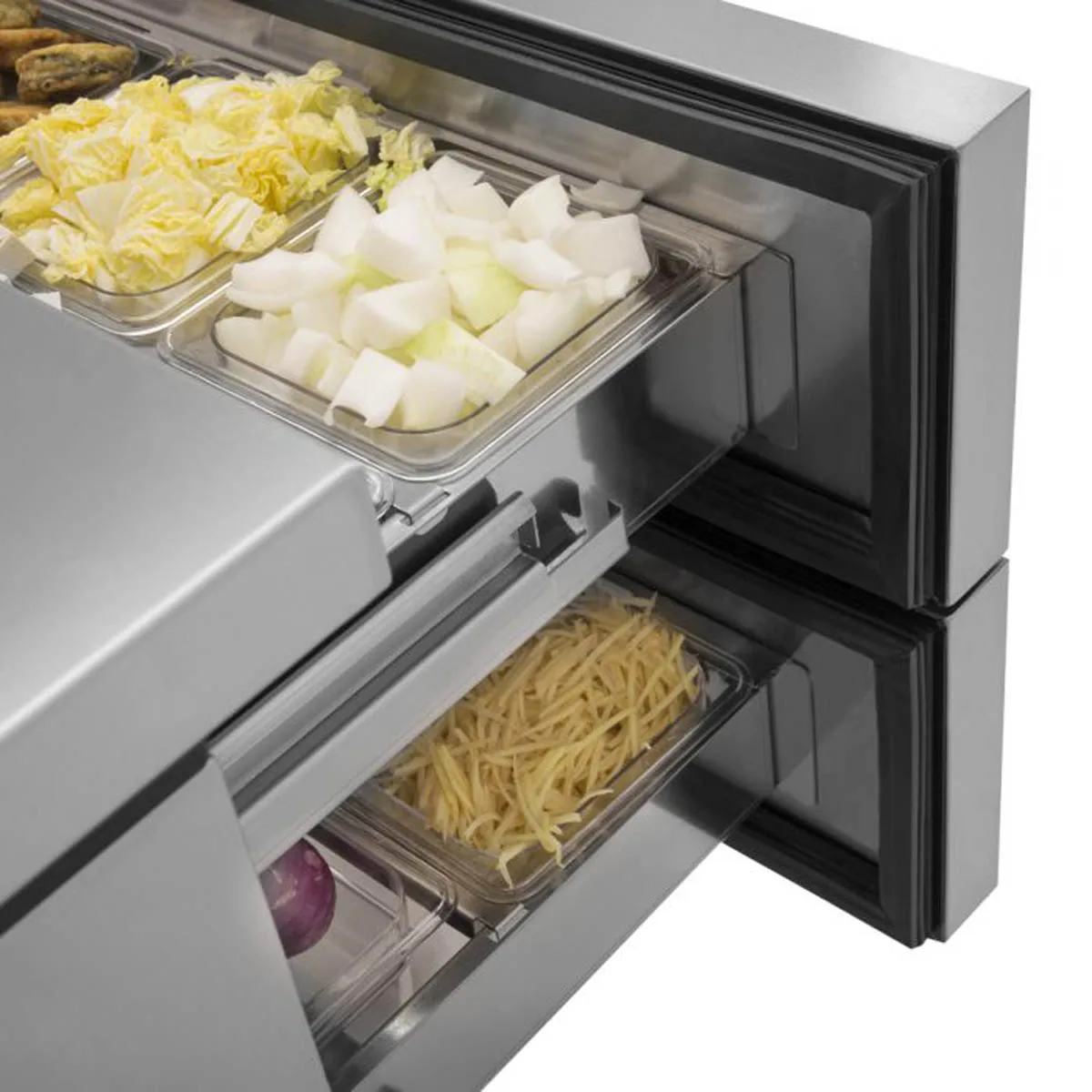 Turbo Air TCBE-48SDR-E-N 53" 2 Drawers Refrigerated Chef Base, Flat Top, 7.5 cu. ft.