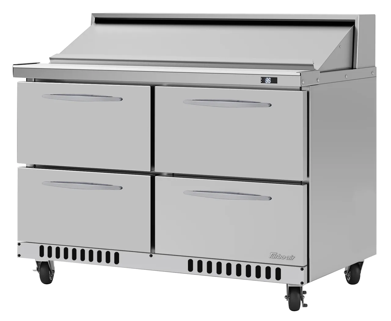 Turbo Air PST-48-D4-FB-N 48" 2-Section Sandwich and Salad Prep Table w/ 4 Drawers, 12 Pans