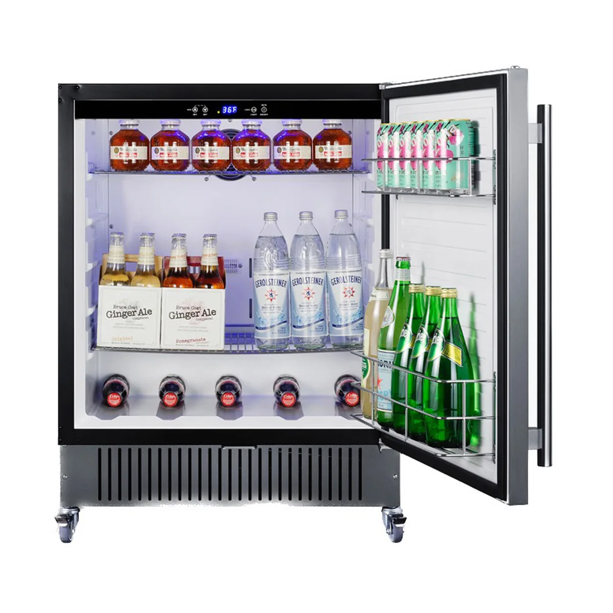 Summit FF27BSSCAS 27" Built-in Undercounter Refrigerator in Black, Stainless Steel Door, w/ Casters, 5 cu. ft.