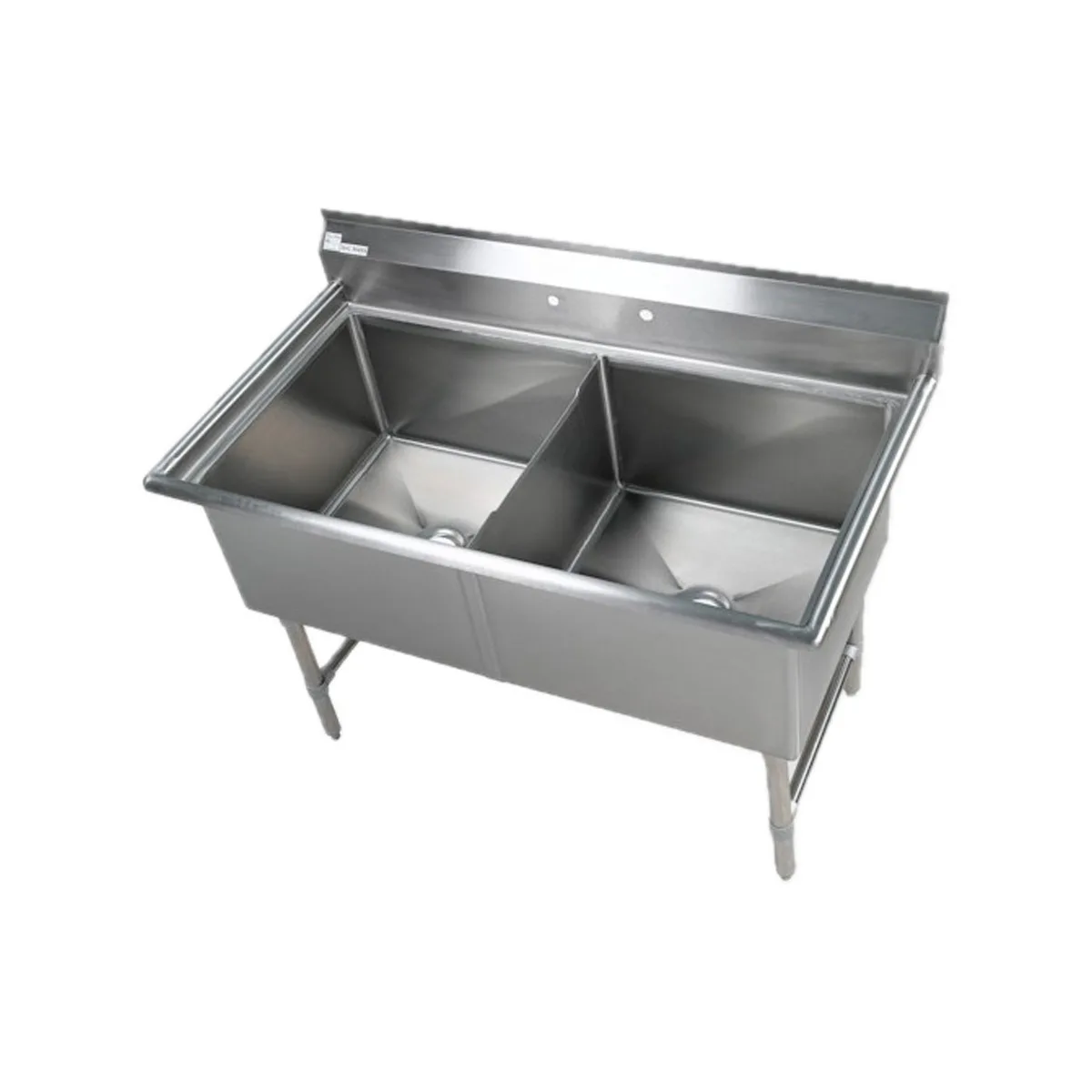 Klinger's Trading EIT2 53" Two Compartment Sink, 24"W x 24"L Bowl Without Drainboard