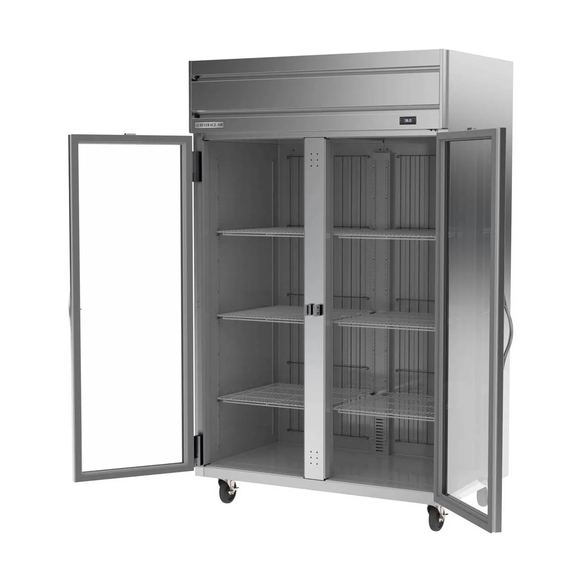 Beverage Air HRP2HC-1G 52" 2-Section Reach-In Refrigerator w/ 2 Glass Full Doors, Top Mounted, 1/3 hp, 47 cu. ft.