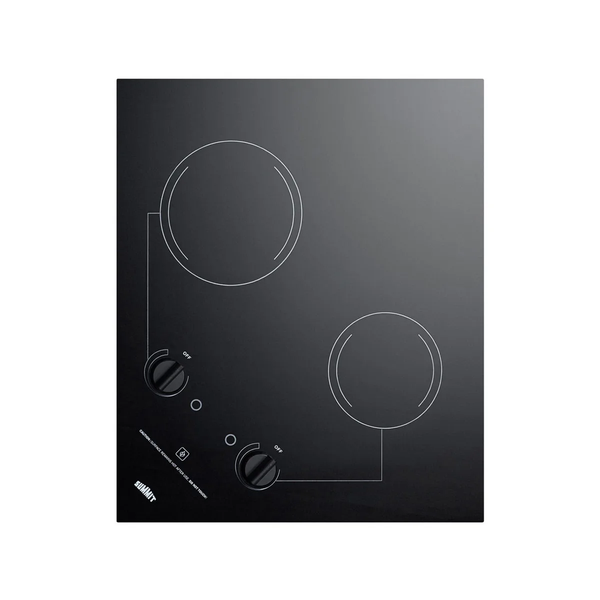 Summit CR2B223G 21" Electric Radiant Cooktop w/ (2) Burners, Black Ceramic Glass, 3.0 kW, 230v