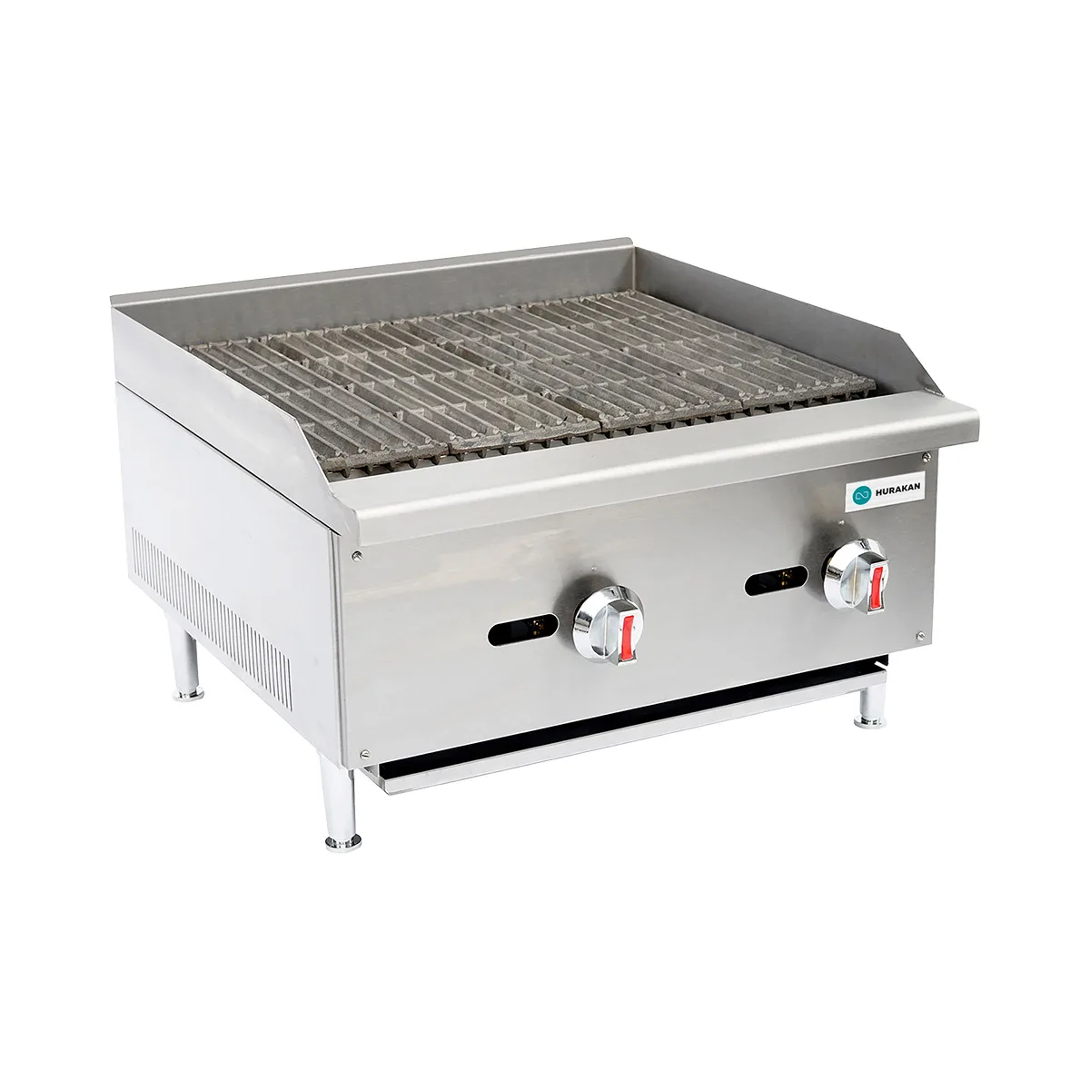 Hurakan HKN-CBG24 A/W 24" Countertop Gas Charbroiler, 2 Burners, Manual Controls, 60.000 BTU