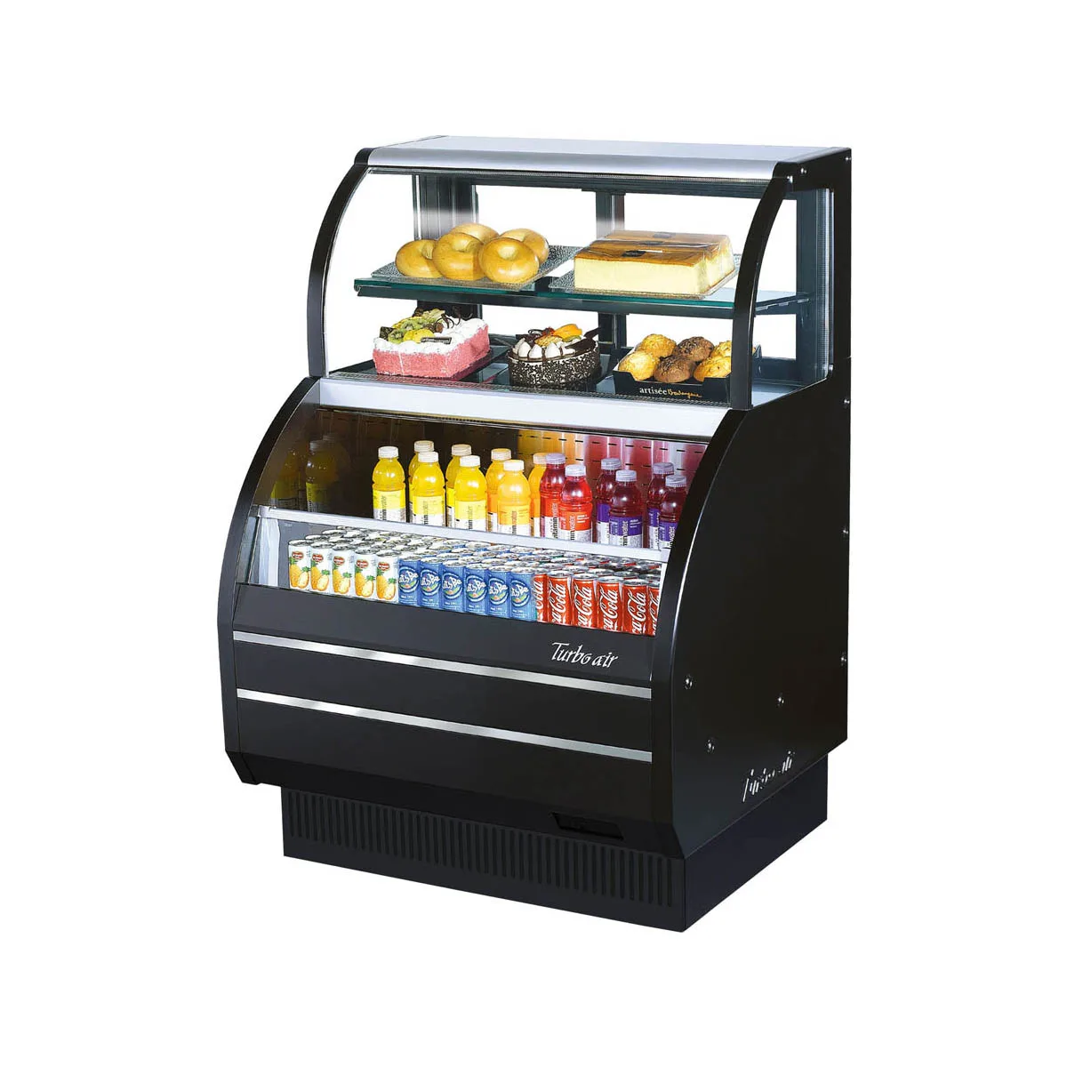 Turbo Air TOM-W-40SB-N 38" Horizontal Combination Open Air Merchandiser in Black, Self-Contained