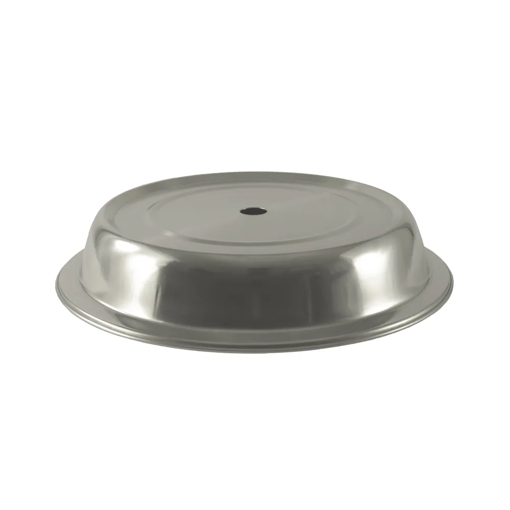 CAC China SPCO-21 Plate Cover, 12-5/8" Dia X 2" H, Round, Stainless Steel, Silver - Dozen