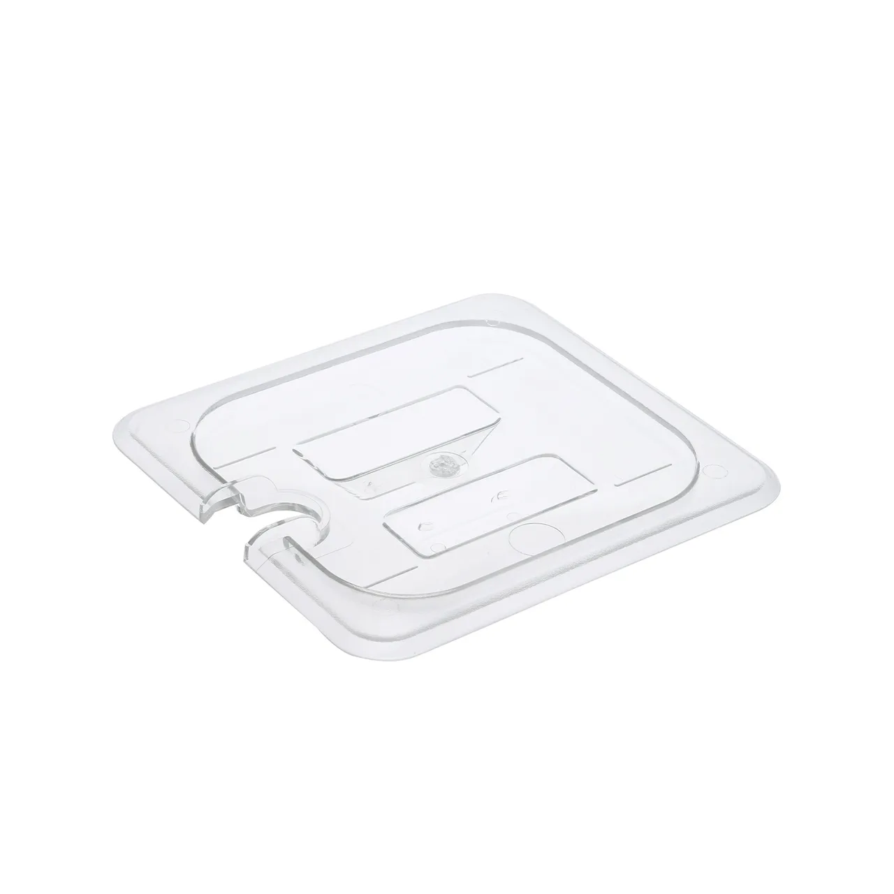 CAC China PCSL-SC Polycarbonate Food Pan Cover, 1/6-Size, Clear, Notched, Shatter/Scratch Resistant