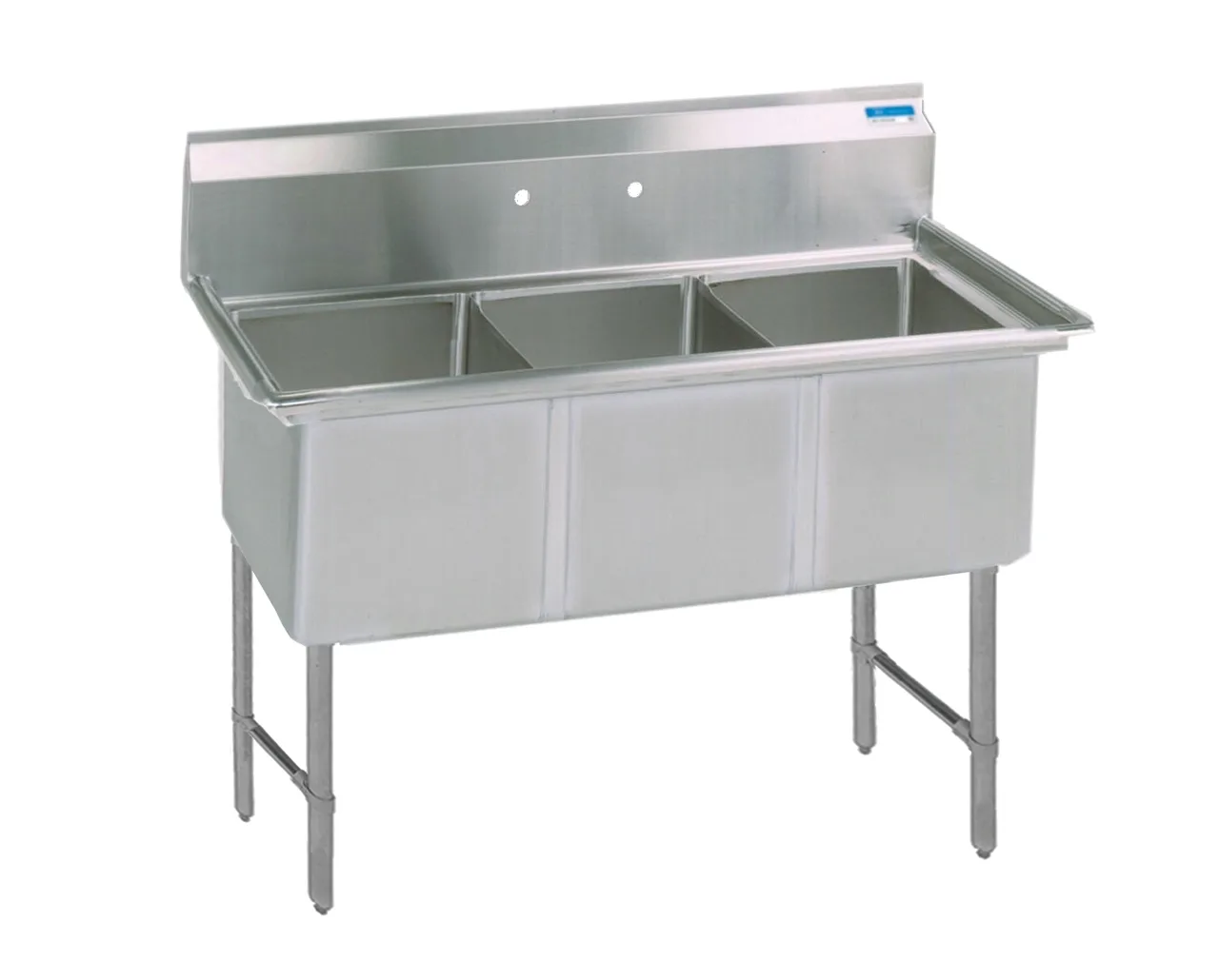 BK Resources BKS6-3-18-14S 59" Three Compartment Sink, 18"W x 18"L Bowl Without Drainboard