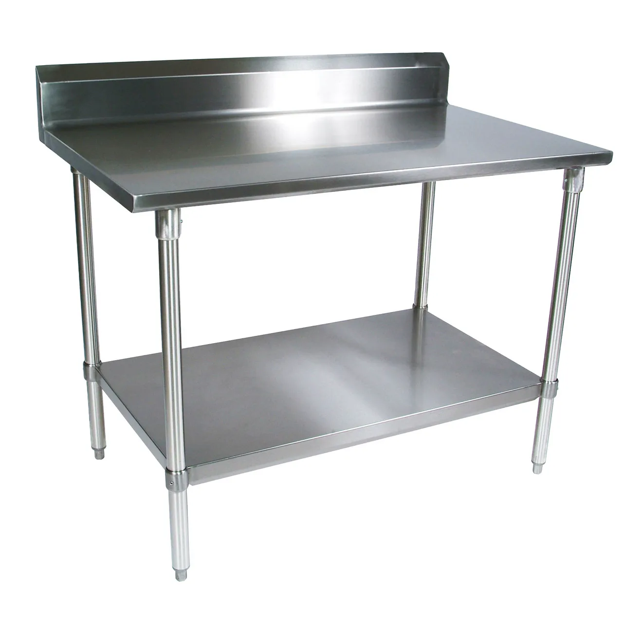BK Resources CVTR5-4830 48" Open Base Work Table with Undershelf, 5" Backsplash / 16 Gauge Top