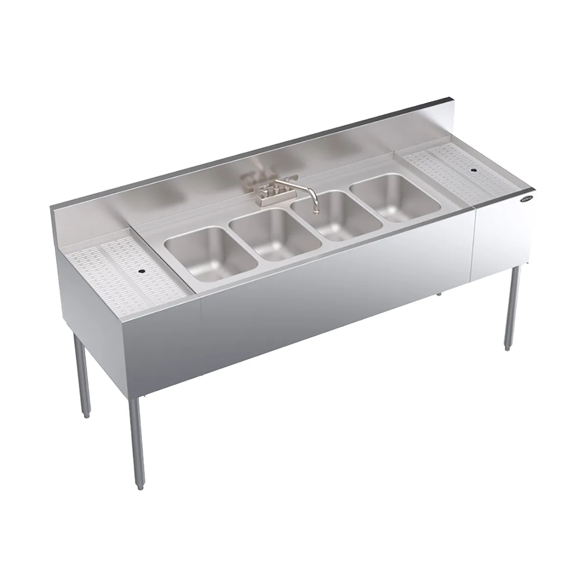 Krowne KR24-64C 72" Underbar Sink Units, 4 Compartment with 2 Drainboards