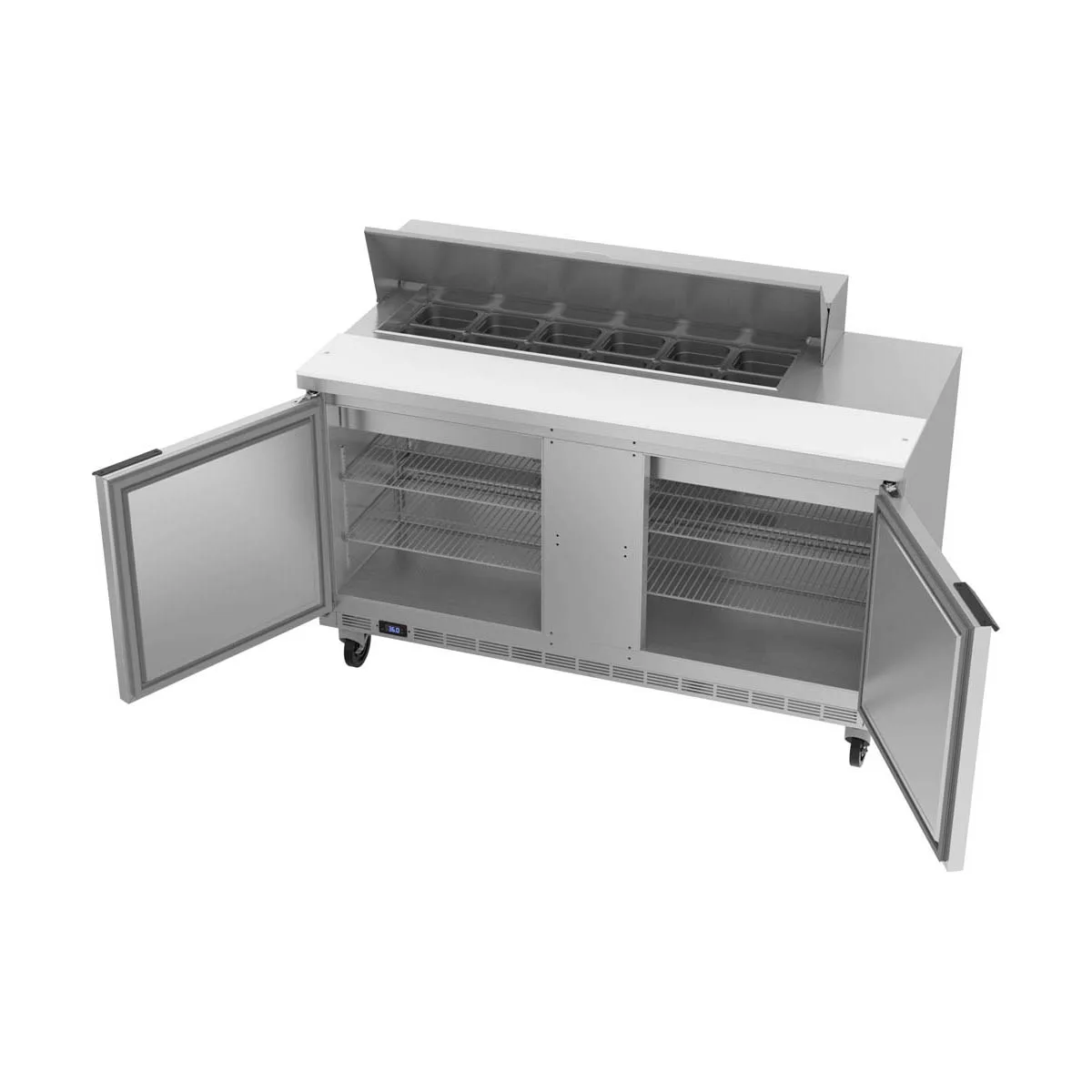 Beverage Air SPE60HC-12 60" Two Section Sandwich/Salad Prep Table w/ 2 Doors, 12 pans, 16 cu. ft.