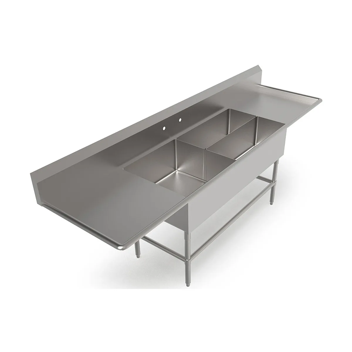 John Boos 3PBPS32244-2D30 119" Three Compartment Sink, 24"W x 24"L Bowl With 2 Drainboards