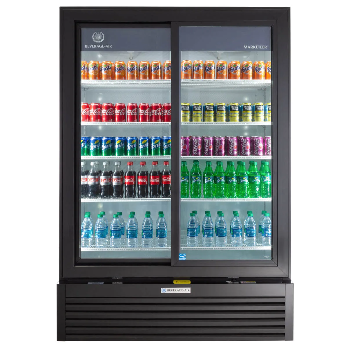 Beverage Air MT53-1-SDB 54" 2-Section Marketeer Glass Door Merchandiser in Black, 41.66 cu. ft.