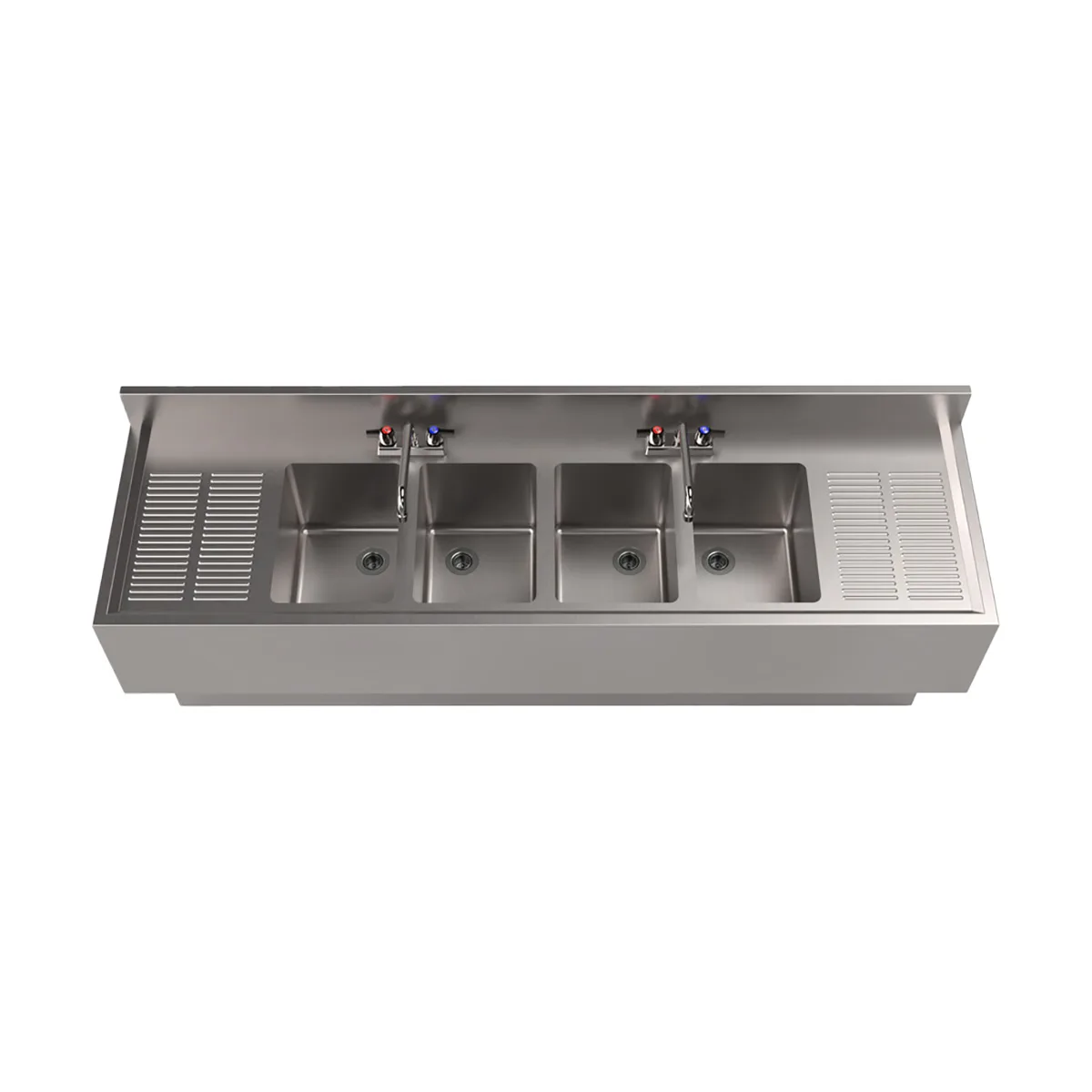 BK Resources UBB-21-472TS Underbar Sink Units, 4 Compartment with 2 Drainboards