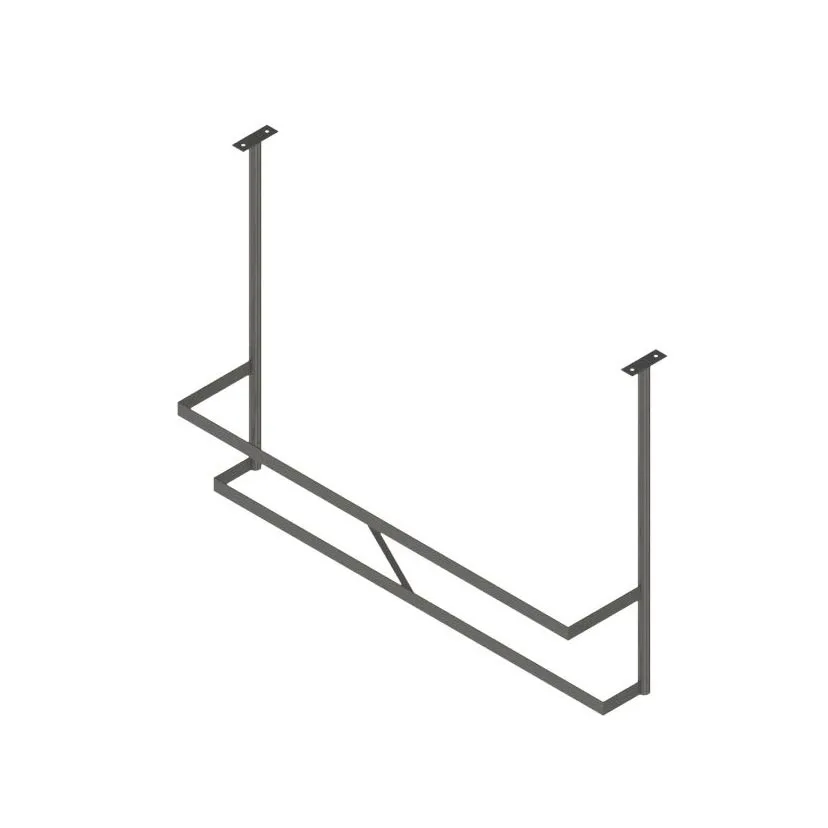 John Boos PRD1-C 43" Stainless Steel Double Bar Ceiling Hung Pot Rack with 8 Double Prong Hooks