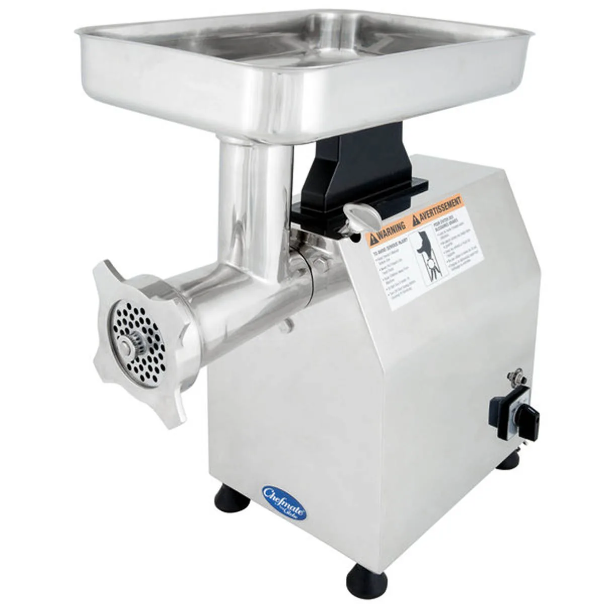 Globe CM22 Countertop Electric Meat Grinder, #22 Hub, 1-1/2 HP, 450 lbs/hr, 170 RPM, Stainless Steel, 1/4" & 5/16" Plates