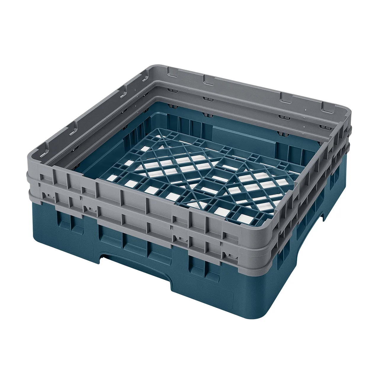 Cambro BR578414 Camrack Base Rack, Full Size, Teal, Polypropylene, 19-3/4" x 19-3/4", 6-1/2" Inside Rack Height, with 2 Soft Gray Extenders