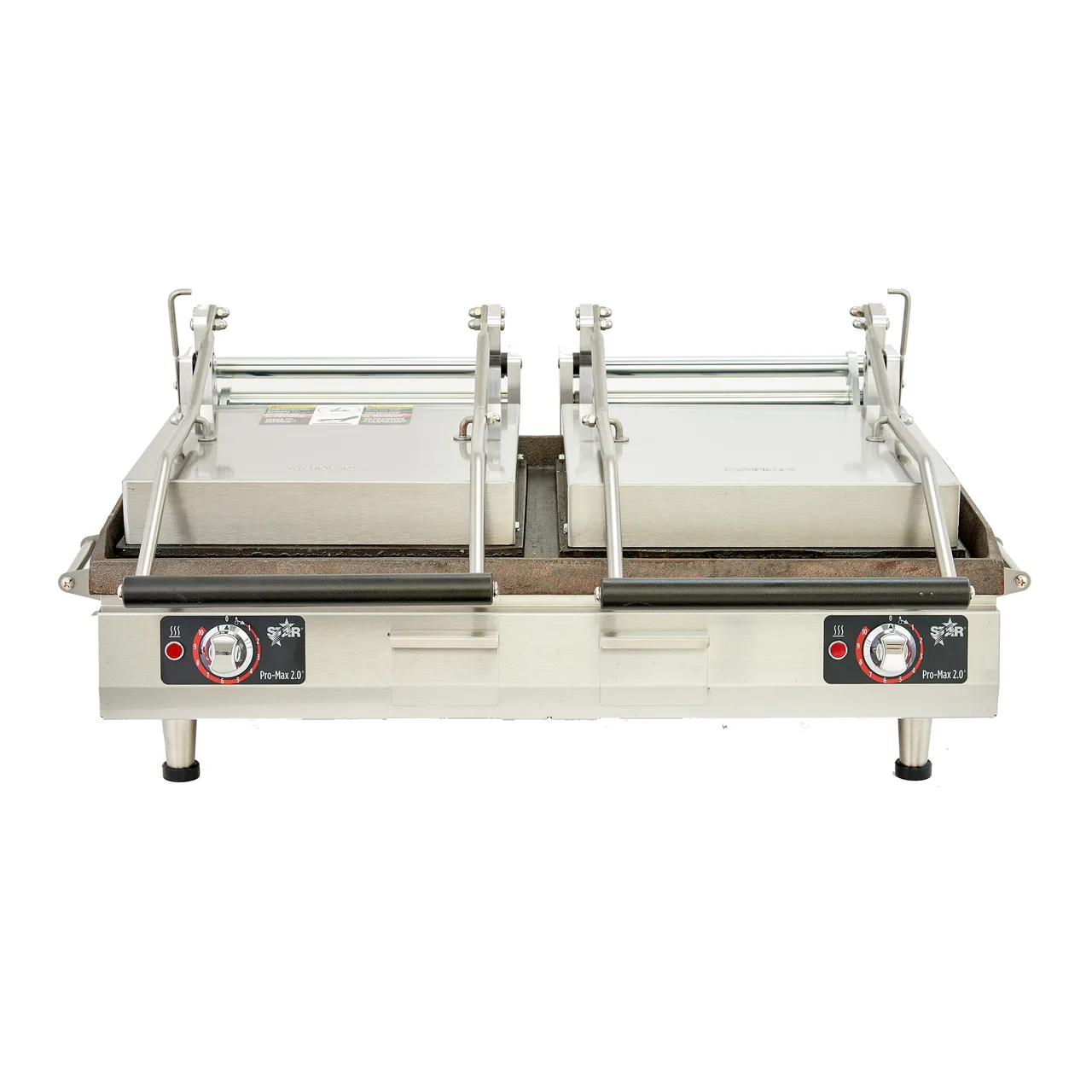 Star PGC28IT Double Cast Iron Panini Sandwich Grill w/ Timer, Grooved Plates, Manual Controls