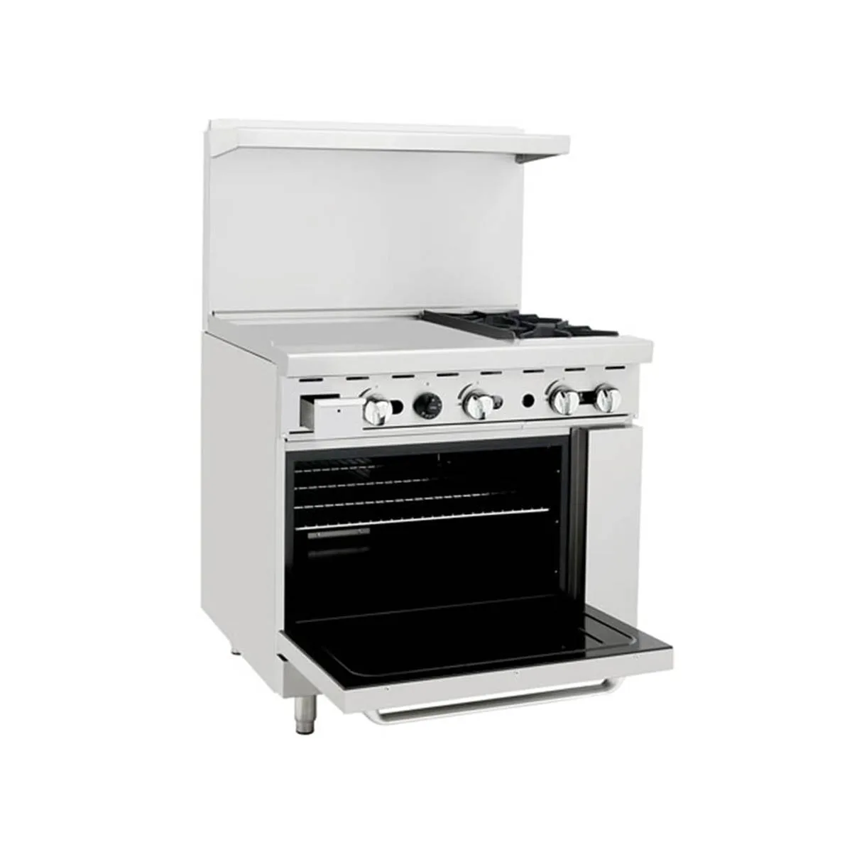 Atosa USA AGR-2B24GL-LP 36"  LP Gas Restaurant Range w/ (2) Open Burners, 24" Griddle, 121.000 BTU