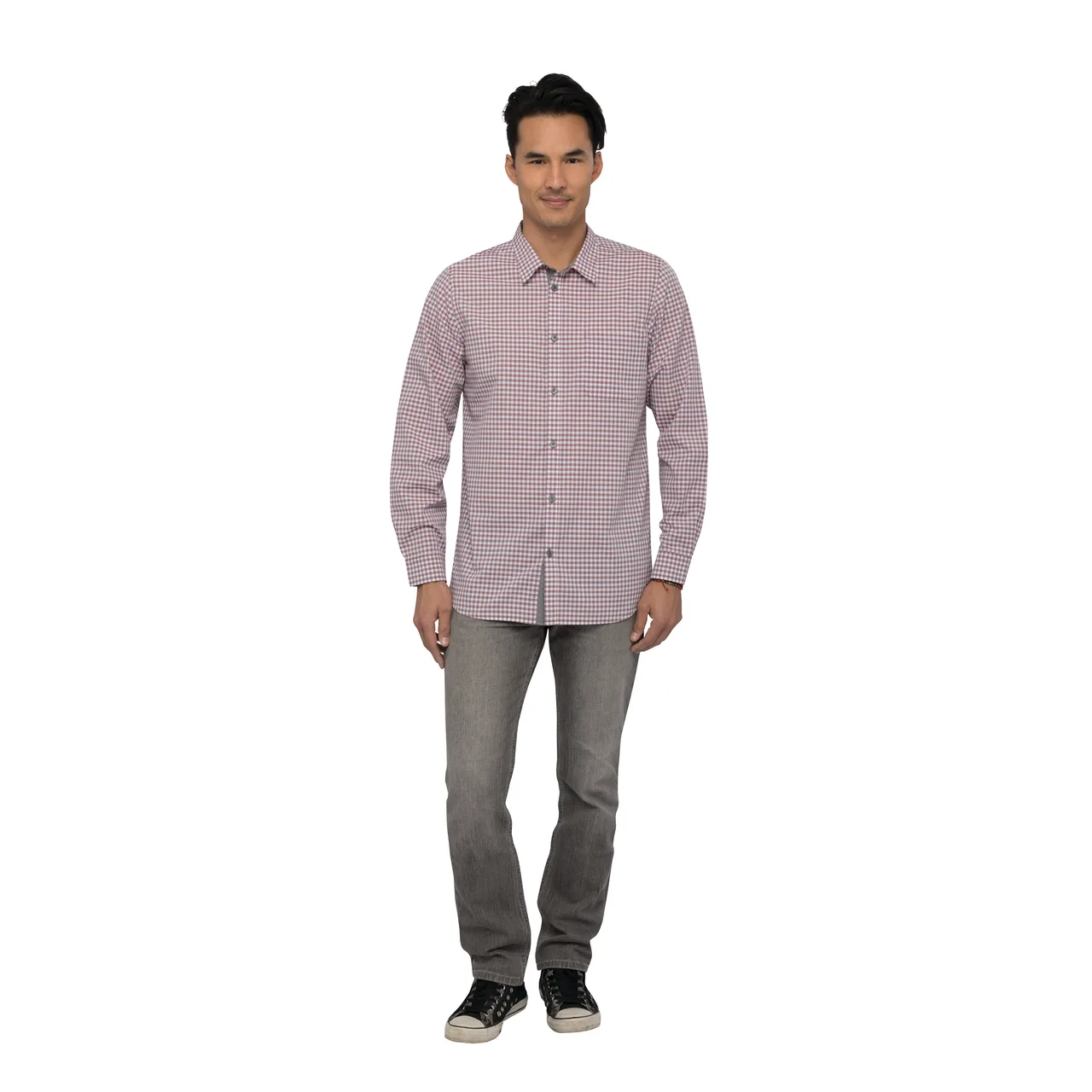 Chef Works SHC05-CHP-S Men's Cook Shirt, Small, Red, Long Sleeve, Poly/Cotton