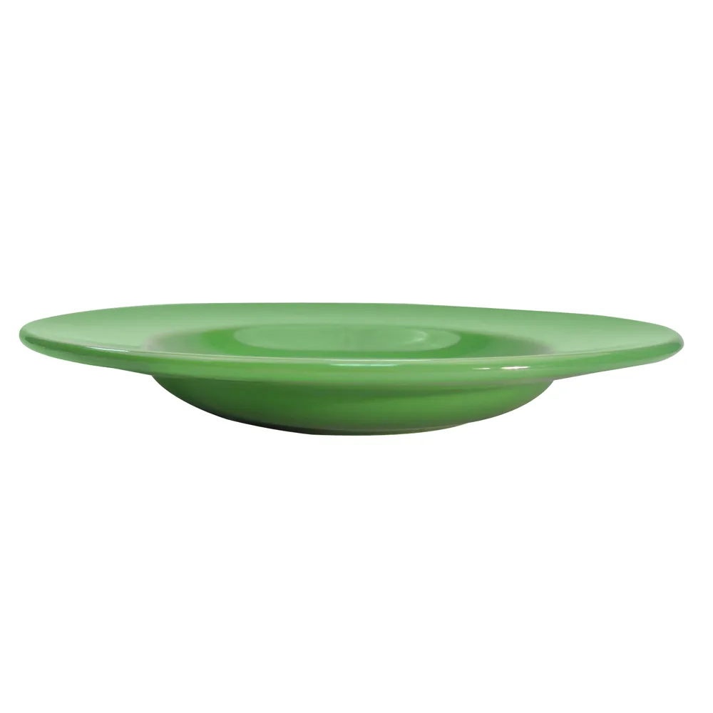 CAC China LV-120-G - Green 26 Oz Stoneware Pasta Bowl, 12" Diameter, Round Edge - 1 Dozen