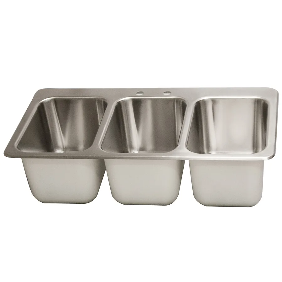 BK Resources DDI3-10141024-P-G Drop-In Sink, Three Compartment