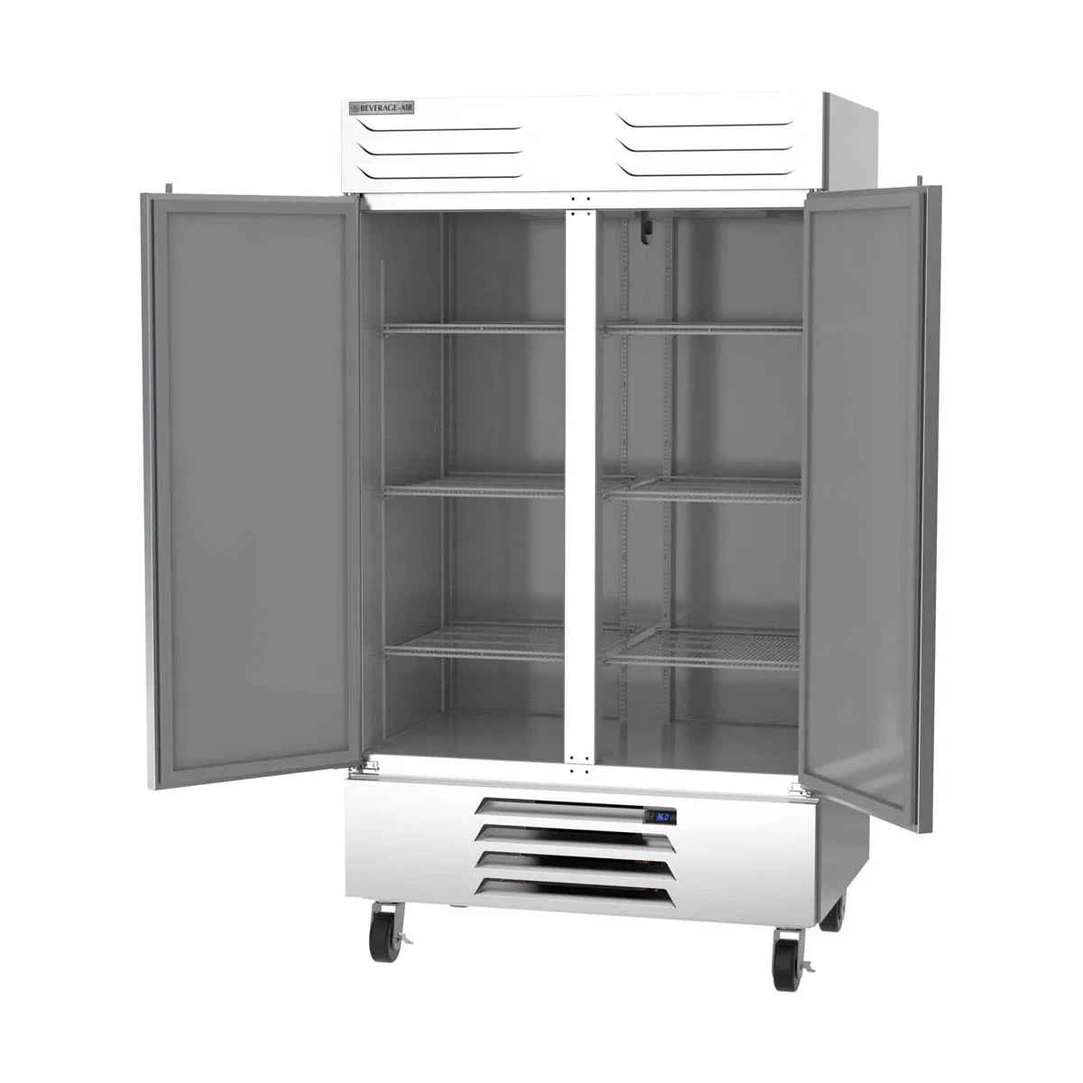 Beverage Air RB44HC-1S 47" Two-Section Reach-In Refrigerator w/ 2 Solid Doors, Bottom Mounted, Aluminum Interior, 44 cu. ft.