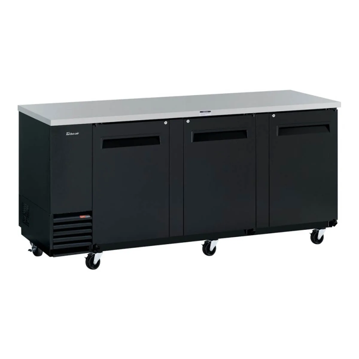 Turbo Air TBB-4SBD-N 90" Three Section Back Bar Cooler with Solid Door, 36.47 cu. ft.