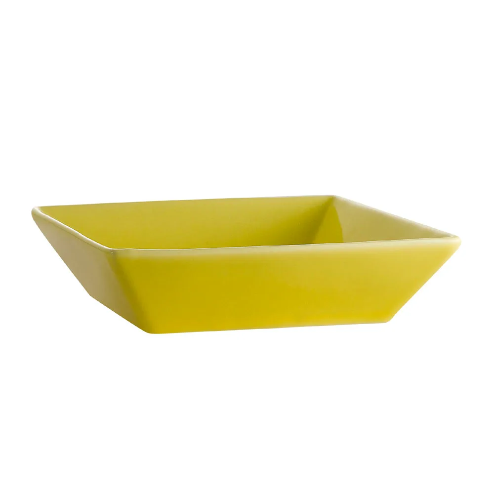 CAC China KC-B6-SFL Color Arts Square Bowl, 15 oz, 6" x 6" x 1.5", Ceramic, Sunflower, 1 Dozen