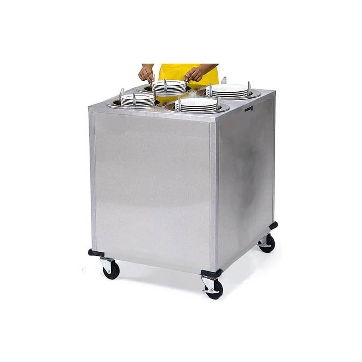 Lakeside 908 Mobile Enclosed 4-Stack Dish Dispenser w/ 6" Dia. Dish Size, Unheated
