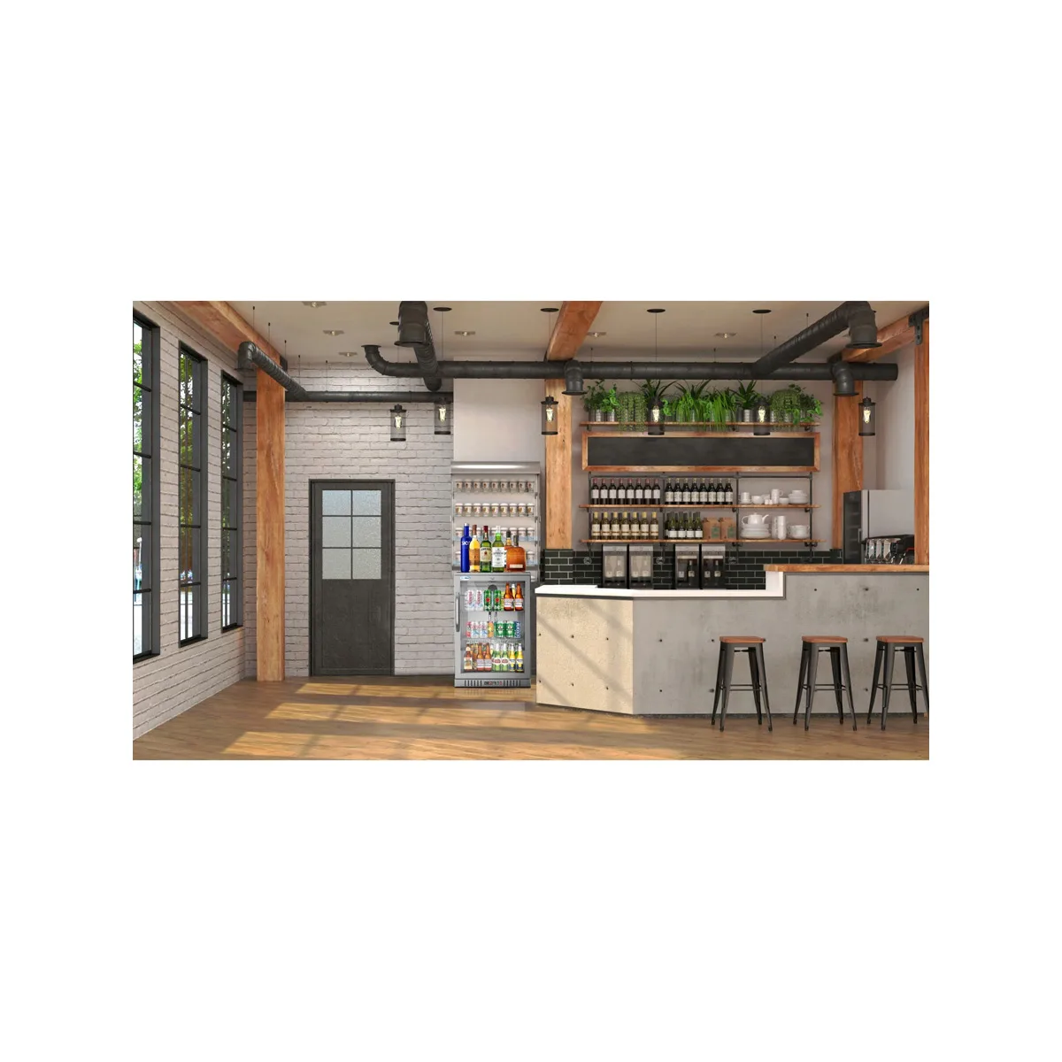 Koolmore BC-1DSW-SS Back Bar Cooler 23"×20½"×35⅖" 4.1 cu ft SS Glass Door‑Lock LED Temp R‑600a 115V