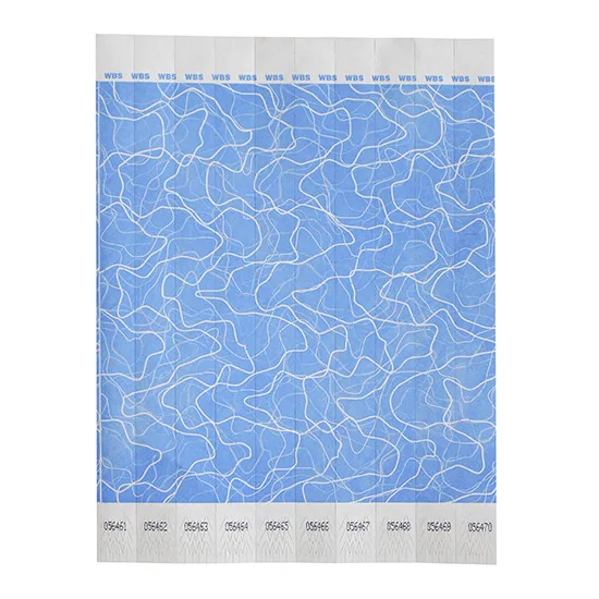 Winco WB-100B-D Bar Maid Wristbands, 3/4"W x 9.5"L Tyvek No-Tear, Numbered, Blue Design - 500/Pack
