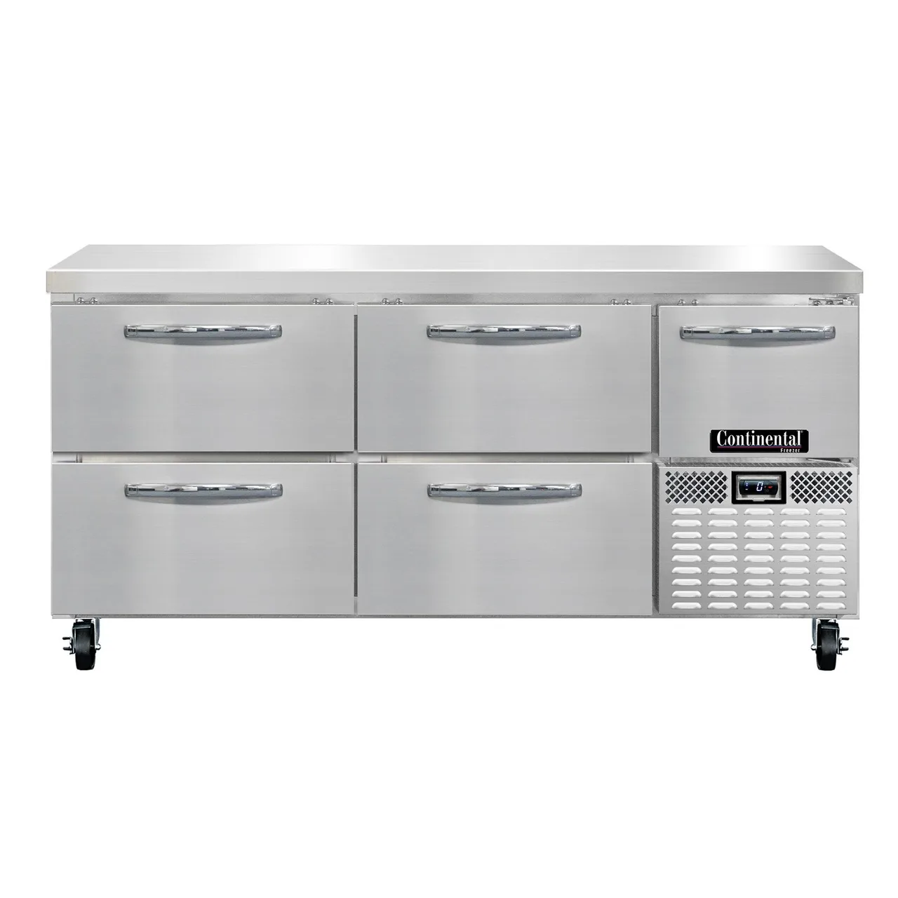 Continental Refrigerator FA68N-D 68" 3-Section Worktop Freezer w/ 4 Drawers & 1 Half Door