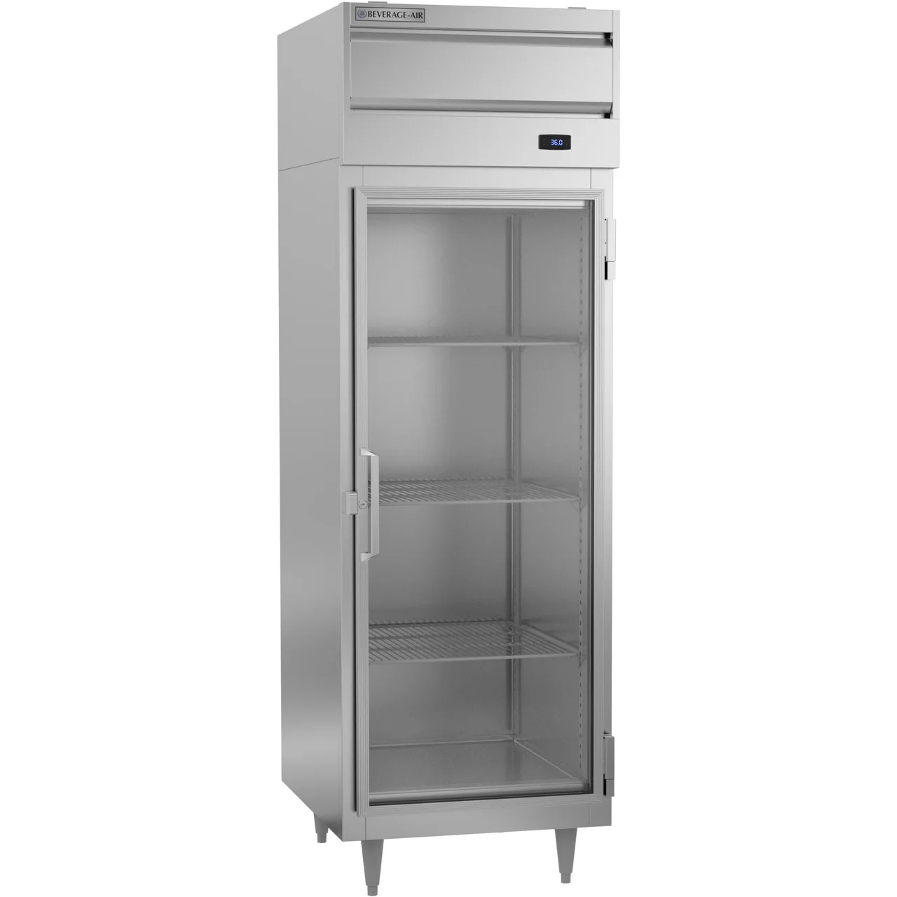 Beverage Air PR1HC-1BG 26" 1-Section Reach-In Refrigerator w/ Glass Full Door, Top Mounted, Aluminum Interior, 21 cu. ft.