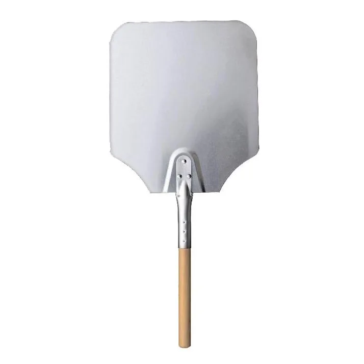Omcan USA 80249 Pizza Peel – Rectangular 12" x 14" Aluminum Blade, 26" L Wood Handle, 20"-29" Reach