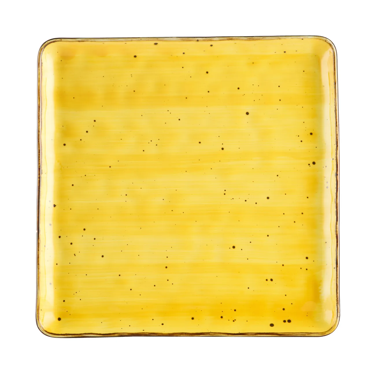 CACChina TUS-SQ21-SFL - Plate, 12" x 12" x 3/4" Porcelain Sunflower Curved Dishwasher - Dozen