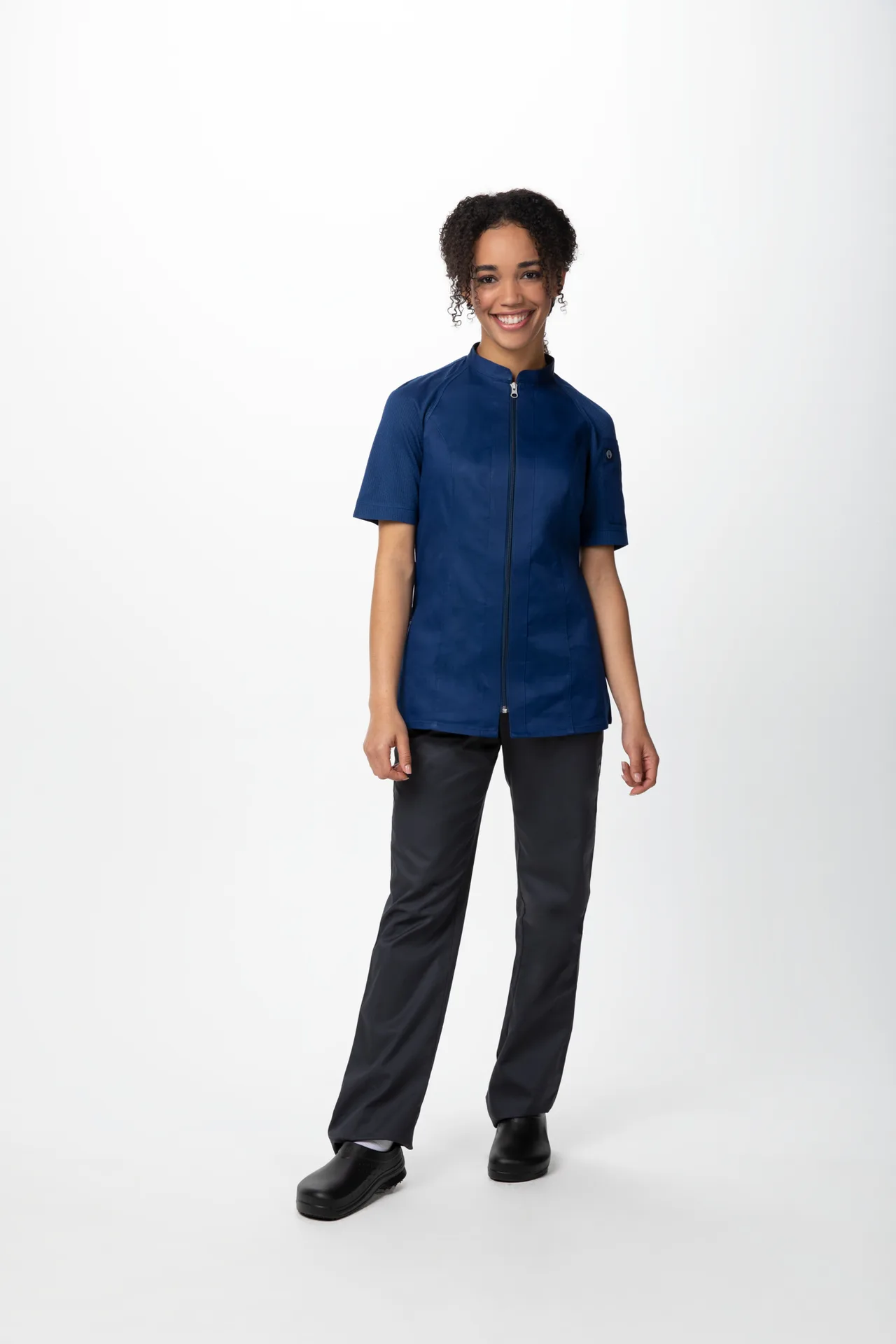 Chef Works CBZ04W-OCB-3XL Women'S Arcadia Chef Coat, Ocean Blue, 3XL, 62/38 Poly/Cotton