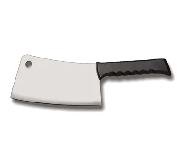 Omcan USA 10550 Cleaver Knife - 8" Stainless Steel Blade, Black Plastic Handle, Kitchen Cutlery