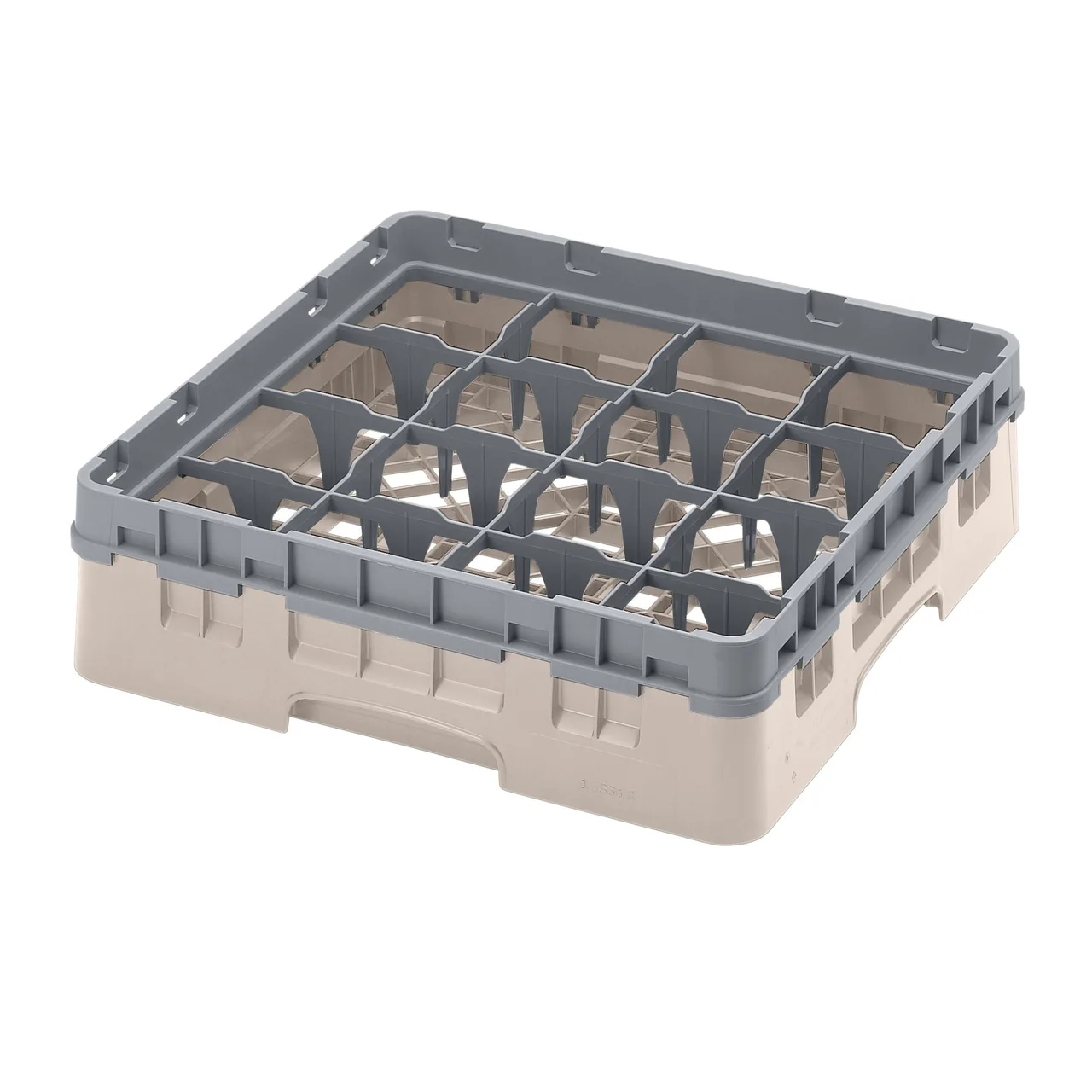 Cambro 16S318184 Camrack Glass Rack, Full Size, 19-3/4 x 19-3/4, Beige, 16 Compartments, 4-3/8 Max Dia