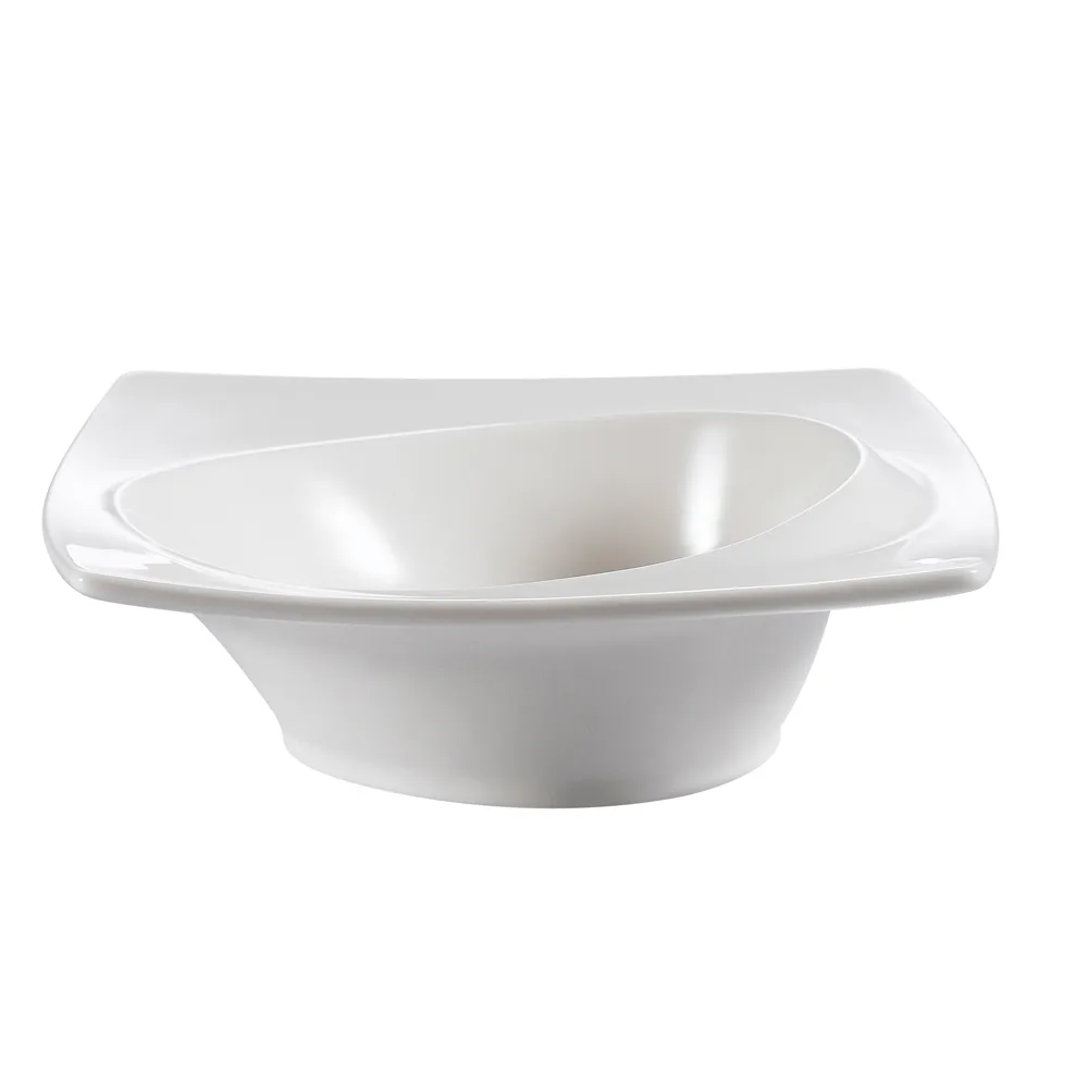 CAC China TXB-5 3 Oz. Bone White Porcelain Bowl, 5" L x 5" W x 1-1/2" H, Cowboy Hat Shape - Dozen